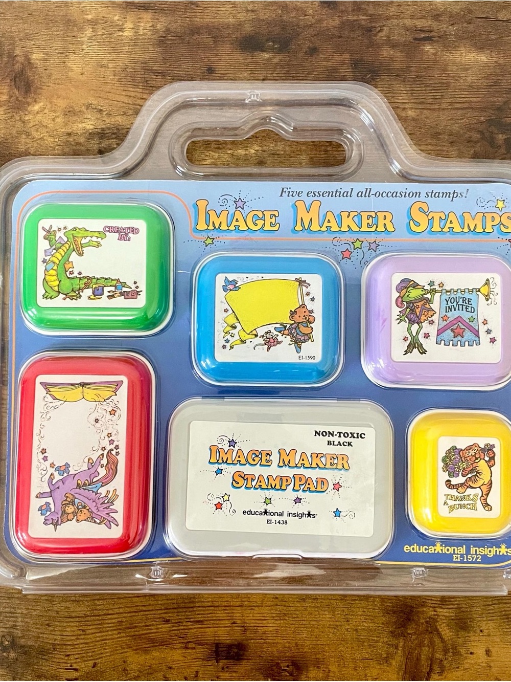 1991 Vintage Rubber Stamps Set + Non-Toxic Ink Pad (mostly dried out)